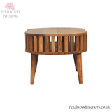 Curved Solid Wood - Coffee Table with Centre Storage Shelf - Petalwood Interiors