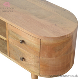 Curved Solid Wood - TV Stand with 4 Drawers and 2 Shelves - Petalwood Interiors