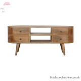 Curved Solid Wood - TV Stand with 4 Drawers and 2 Shelves - Petalwood Interiors