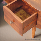 Curved Solid Wood - TV Stand with Centre Storage Shelf and Drawers - Timeless Design - Petalwood Interiors