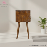 Dark Brown Solid Wood - Bedside Table with Patterned Drawer - 57cm Height - Timesless Desingn - Petalwood Interiors - Side