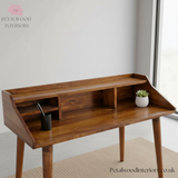 Dark Brown Solid Wood - Multi-Shelf Writing Desk - Classical Design Home Office - Timesless Desingn - Petalwood Interiors 