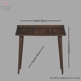 Dark Brown Solid Wood - Multi-Shelf Writing Desk | Classical Design Home Office - Petalwood Interiors