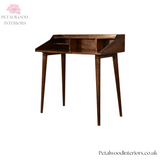 Dark Brown Solid Wood - Multi-Shelf Writing Desk - Classical Design Home Office - Timesless Desingn - Petalwood Interiors 