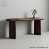 Dark Solid Wood - Small Bench - Timeless Design - Petalwood Interiors - Side