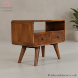 Dark Solid Wood - Small TV Stand - 2 Drawers 1 Shelf - Classic Design - Timeless Design - Petalwood Interiors - SIde