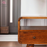 Dark Solid Wood - Small TV Stand - 2 Drawers 1 Shelf | Classic Design - Petalwood Interiors