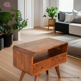 Dark Solid Wood - Small TV Stand - 2 Drawers 1 Shelf | Classic Design - Petalwood Interiors