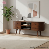 Dark Solid Wood - TV Stand - 4 Drawers 2 Shelves - Elegant Design - Timesless Desingn - Petalwood Interiors - Side