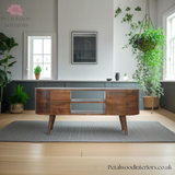 Dark Solid Wood - TV Stand - 4 Drawers 2 Shelves | Elegant Design - Petalwood Interiors - Back