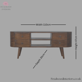 Dark Solid Wood - TV Stand - 4 Drawers 2 Shelves | Elegant Design - Petalwood Interiors
