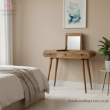 Dressing Table - Solid Wood - Foldable Mirror - 3 Drawers - 80cm Height - Unique Classic Style Dressing Table - Timeless Design - Petalwood Interiors