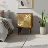 Elegant Bedside Table - 100% Solid Wood - Brass-Plated Drawers - Brass Cap Feet - Timeless Design - Petalwood Interiors- Side
