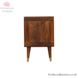 Elegant Bedside Table - 100% Solid Wood - Brass-Plated Drawers - Brass Cap Feet - Timeless Design - Petalwood Interiors- Back