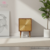 Elegant Bedside Table - 100% Solid Wood - Brass-Plated Drawers - Brass Cap Feet - Timeless Design - Petalwood Interiors- Front