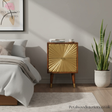 Elegant Bedside Table - 100% Solid Wood - Brass-Plated Drawers - Brass Cap Feet - Timeless Design - Petalwood Interiors- Front