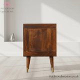 Elegant Bedside Table - 100% Solid Wood - Brass-Plated Drawers - Brass Cap Feet - Timeless Design - Petalwood Interiors- Back