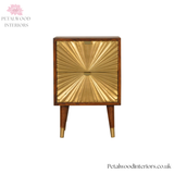 Elegant Bedside Table - 100% Solid Wood - Brass-Plated Drawers - Brass Cap Feet - Timeless Design - Petalwood Interiors- Front