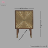 Elegant Bedside Table - 100% Solid Wood - Brass-Plated Drawers - Brass Cap Feet - Timeless Design - Petalwood Interiors- Front