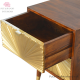 Elegant Bedside Table - 100% Solid Wood - Brass-Plated Drawers - Brass Cap Feet - Timeless Design - Petalwood Interiors