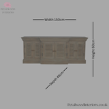 Elegant TV Stand - Solid Wood - Grey Wash - French Shutters - 6 Doors - Timesless Desingn - Petalwood Interiors 