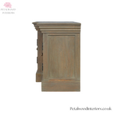 Elegant TV Stand - Solid Wood - Grey Wash - French Shutters - 6 Doors - Timesless Desingn - Petalwood Interiors - Side 4
