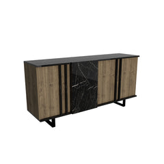 Melamine Particleboard Sideboard - Fido 6-Shelf Storage & Metal Legs