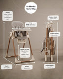 Flare Foldable High Chair - Beige, Adjustable Height & Reclining Backrest