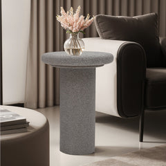 Round End Table - Udaipur Textured Design & Concrete Base
