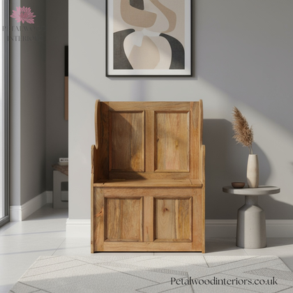 Hallway Storage Bench with Seating - Solid Wood - No Assembly Required - Timeless Design - Petalwood Interiors- Front