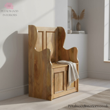 Hallway Storage Bench with Seating - Solid Wood - No Assembly Required - Timeless Design - Petalwood Interiors- Side