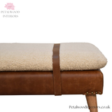 Handwoven Upholstered Bench - 100% Cotton - Buffalo Hide Leather - Solid Wood Legs - Timeless Design - Petalwood Interiors