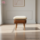 Handwoven Upholstered Bench - 100% Cotton - Buffalo Hide Leather - Solid Wood Legs - Timeless Design - Petalwood Interiors - Side