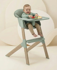 MICO High Chair - Green Padded Seat & Wood-Effect Legs