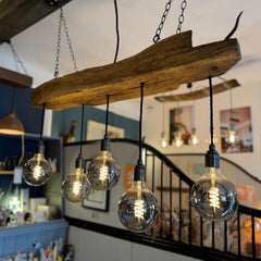 300-Year-Old Reclaimed Oak Beam Chandelier - 5 Lamp Holders - 90cm to 1m
