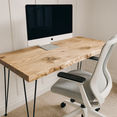 Live Edge Study Desk - With Metal Hairpin Legs - 120cm Long