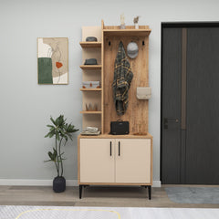Melamine Particleboard Hallway Coat Rack - Julendor 6-Tier Shelves & Cabinet
