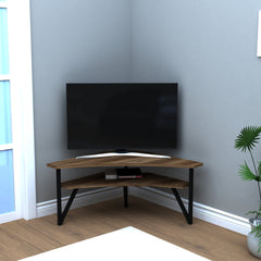 Melamine Particleboard Corner TV Stand - Kiberya Open Shelf & Metal Legs - Fits TVs Up To 43"