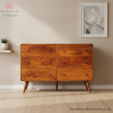 Large Chest of Drawers Solid Wood - Curved Edges Storage - Bedroom Furniture -  Timeless Design - Petalwood Interiors - Front
