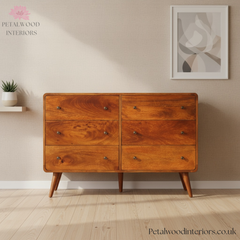 Large Chest of Drawers Solid Wood - Curved Edges Storage - Bedroom Furniture -  Timeless Design - Petalwood Interiors - Front