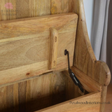Large Monks Bench - Handcrafted Solid Wood - Country Style - Storage Seat 