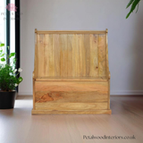 Large Monks Bench - Handcrafted Solid Wood - Country Style - Storage Seat - Front