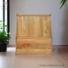 Large Monks Bench - Handcrafted Solid Wood - Country Style - Storage Seat - Front