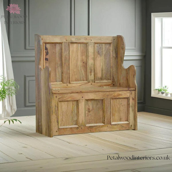 Large Monks Bench - Handmade Solid Wood - Country Style Hallways Settl ...