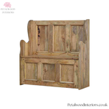 Large Monks Storage Bench - Handmade Solid Wood - Country Style - Carved Details | Petalwood Interiors - Side 2