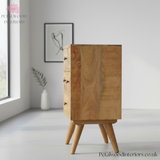 Light Brown Solid Wood - 4-Drawer Chest - Varied Drawer Sizes - Timesless Desingn - Petalwood Interiors - Side