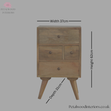 Light Brown Solid Wood - 4-Drawer Chest | Varied Drawer Sizes - Petalwood Interiors