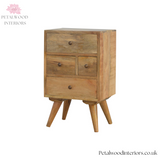 Light Brown Solid Wood - 4-Drawer Chest | Varied Drawer Sizes - Petalwood Interiors