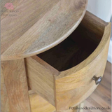 Light Brown Solid Wood - Cylindrical Chest - 3 Drawers | Unique Modern Design - Petalwood Interiors