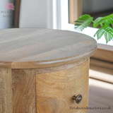 Light Brown Solid Wood - Cylindrical Chest - 3 Drawers | Unique Modern Design - Petalwood Interiors